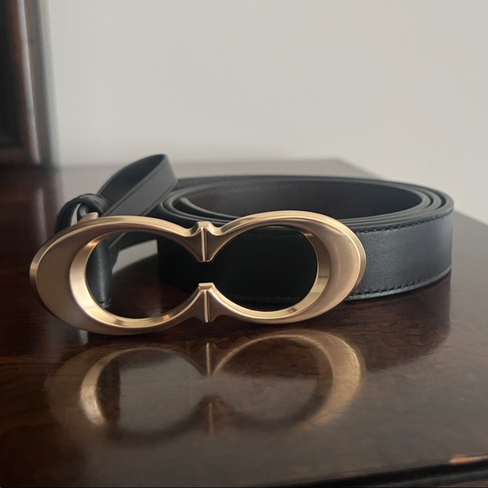 Coach Belt, Black with Gold Buckle